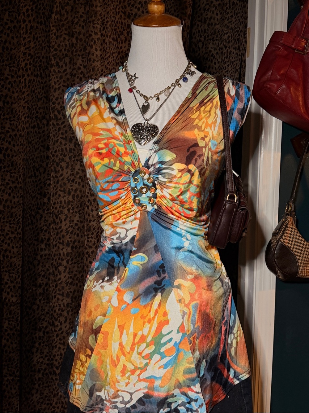 Multicolor Y2K flowy top